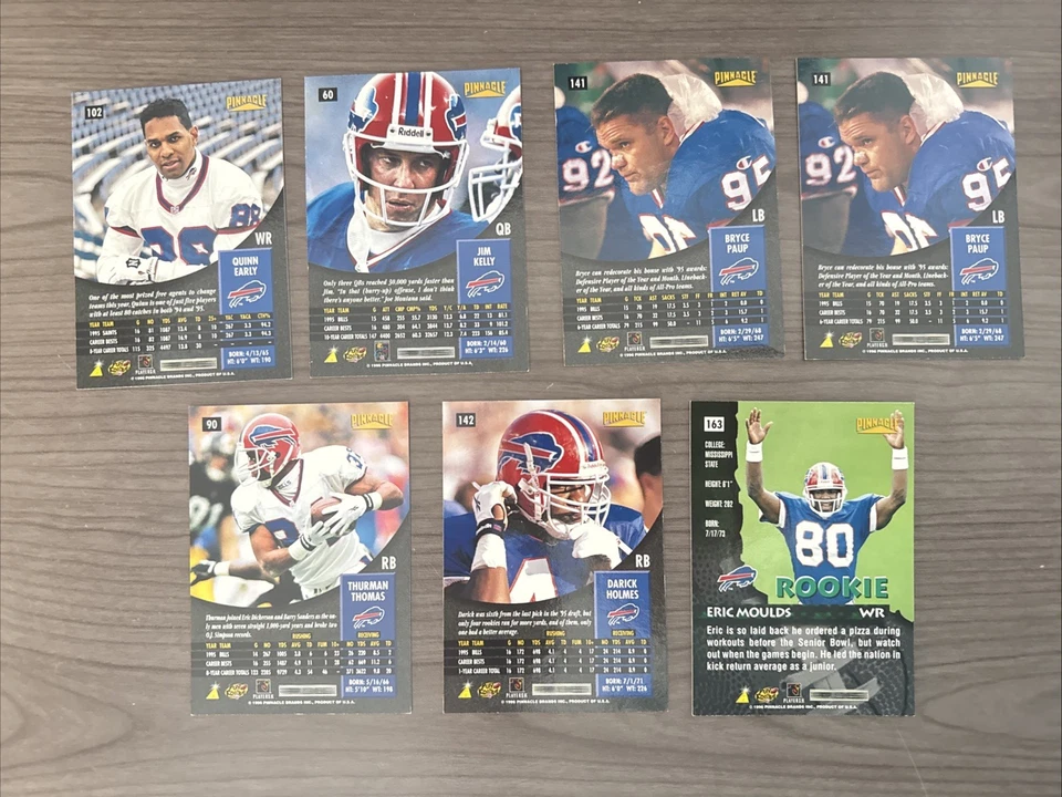 1996 Pinnacle Football Card Lot Buffalo Bills Jim Kelly 60, Moulds Rookie + More - Image 2 of 2