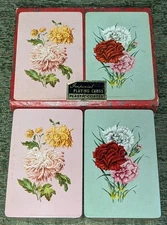 Vintage Flowers Carnation Floral Playing Cards Two Decks