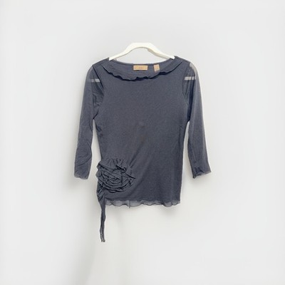 Elegant Black Ruffle Blouse. Woman s Medium, Second Hand