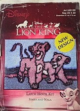 Vtg Caron Disney Lion King Latch Hook Kit Simba Nala 20x30 Complete Yarn LK0100