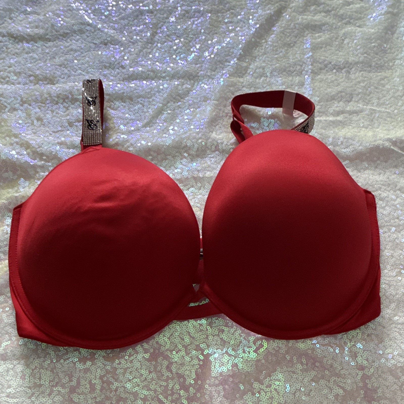 Victoria's Secret Push Up Underwired Padded Satin Bra Red 36G