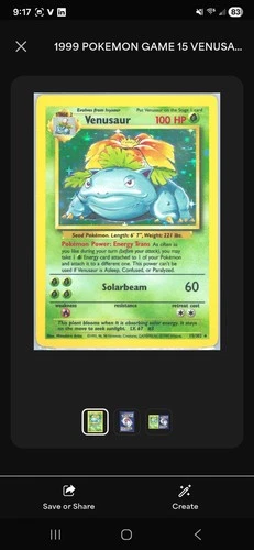 1999 Pokémon Base Set Venusaur Holo 15/102 - PSA N8 Miscut-Severe Factory Error