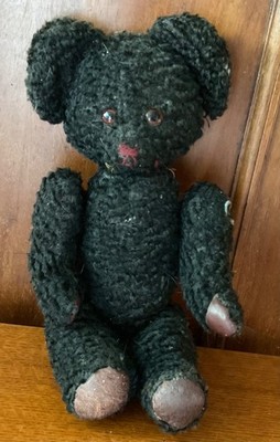Sowjetische Ära schwarz Wolle Stab verbunden 12'' Teddybär