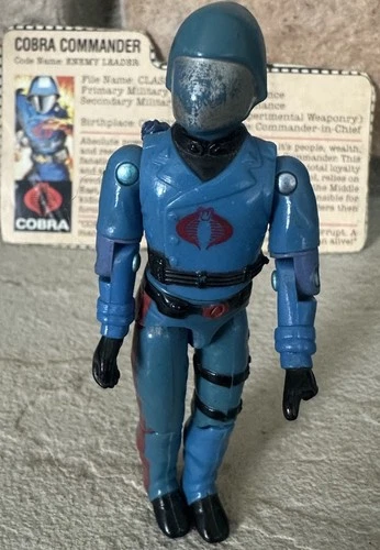 Vintage 80’s G.I. Joe Cobra Commander Figure W/Blue Gun & Card