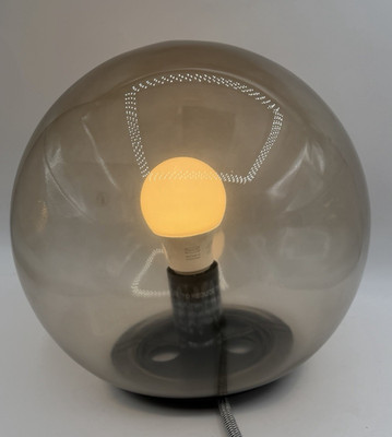 Ikea Fado Round Orb Smoke Grey Table Desk Lamp MCM Vtg Style 10''