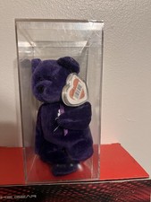 Ty Beanie Babies Princess Diana Purple Bear Plush 1999 Display Case
