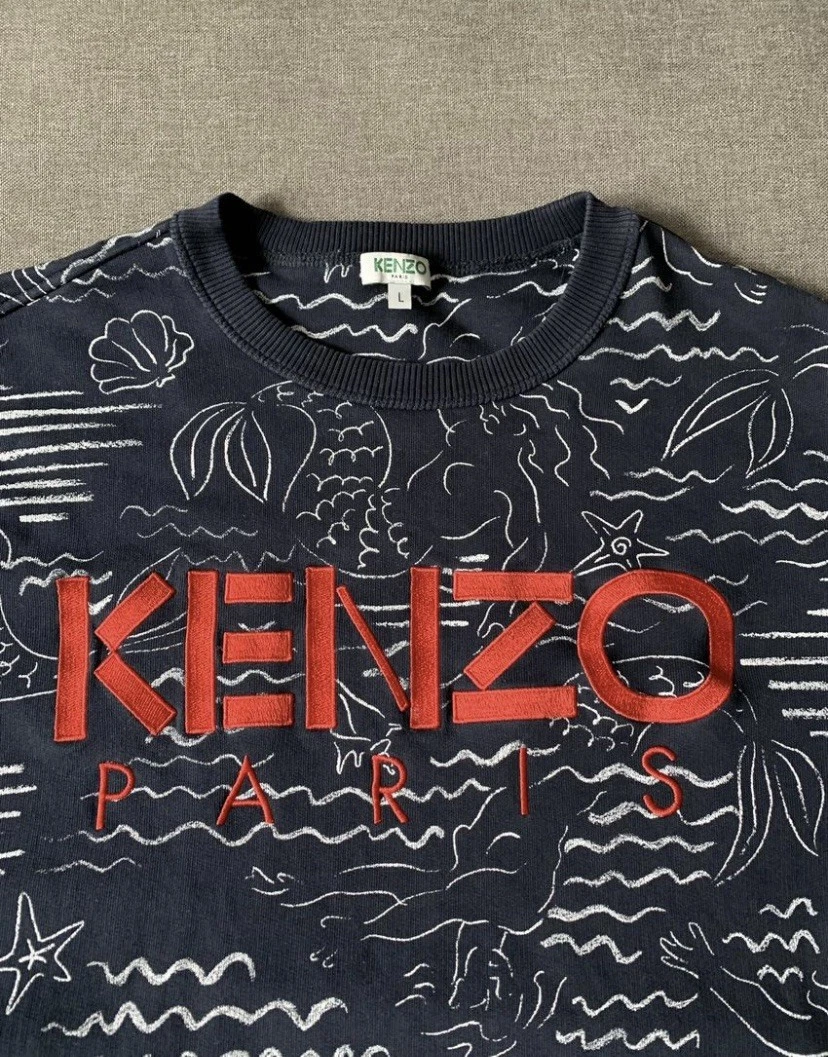 Felpa Kenzo Paris Sirene Blu Navy Vestibilità Regolare