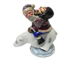 Ino Schaller Christopher Radko Hand Made Paper Mache Artic Bound Santa #953380