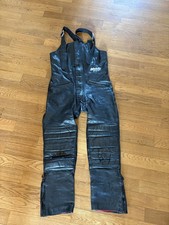 Motorrad Hose Leder Latzhose Gr. 48, schwarz, klassisch, Vintage von Belmo