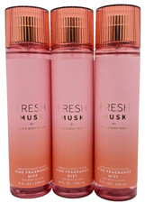 NEW Bath Body Works Lot of 3 Bottles Fresh Musk Fine Fragrance Mist Spray 8 oz
