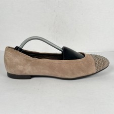 AGL Ballet Flats Womens Size 38.5 Beige Suede Studded Cap Toe Slip On Shoes