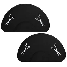 (2 pack) OmySalon Semi-Circle Salon Floor Mats (3'x5') for Under Chair - Black