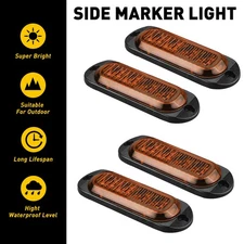 Amber 4 LED Side Marker Clearance Lights for Trailer Truck RV Waterproof 4~20pcs