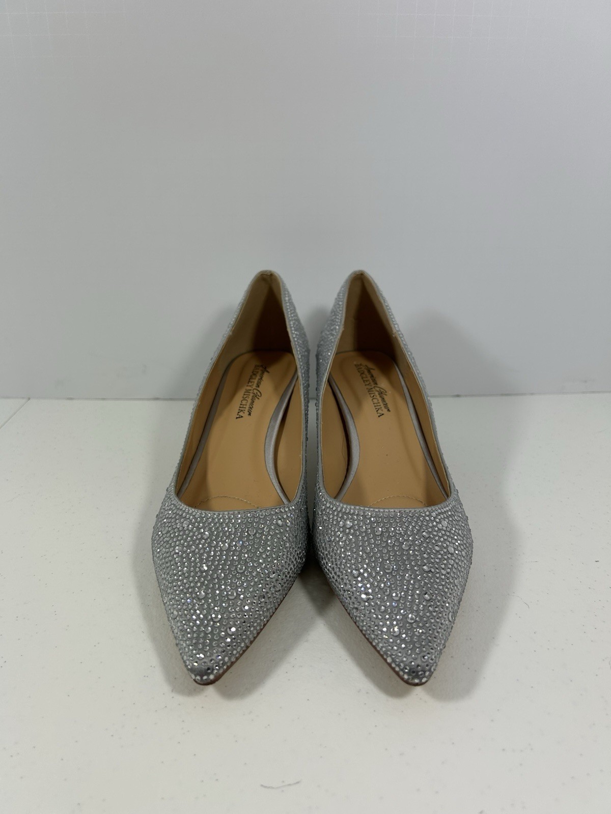 Badgley Mischka Women's American Glamour 2” Kitten Heel Adorned With Rhinestones