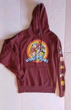 Looney Tunes Burgundy Pullover Hoodie Sweatshirt Size S 34/36 