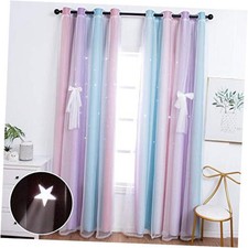 2 Panels Blackout Stars Curtains for Kids Girls Bedroom Aesthetic Living Room