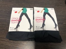 2X Hanes Style Essentials Opaque Shaper Tights Size S/M Black Control Top