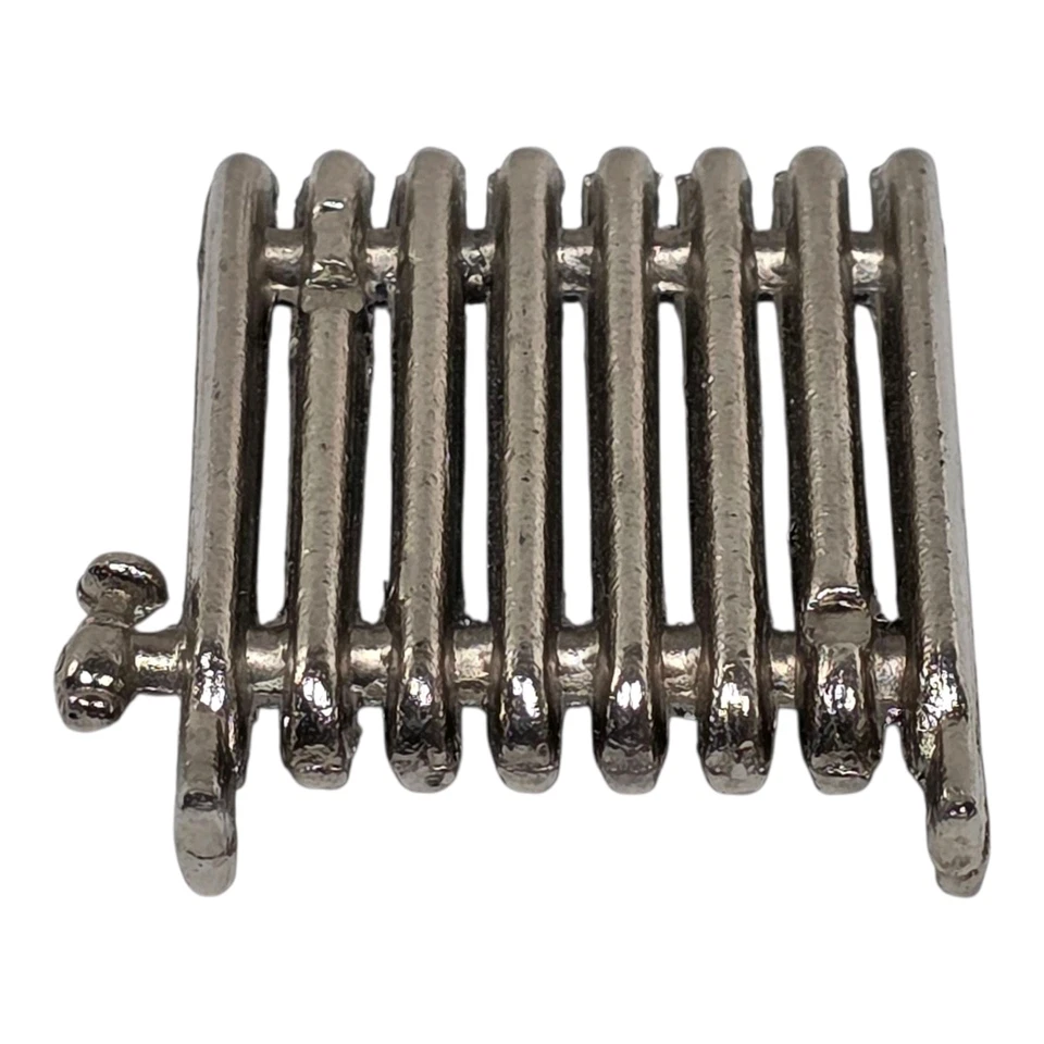 Radiador de calefacción de metal miniatura para casa de muñecas plateado 1:12 Foto 3 de 4
