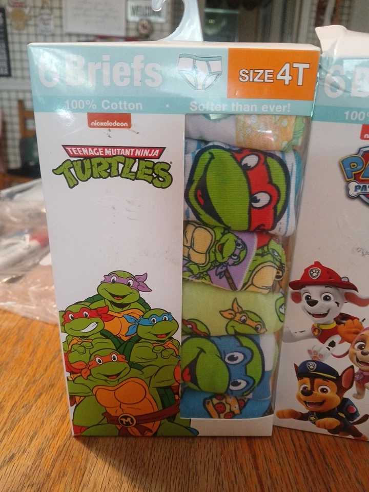 Mutant Ninga Turtles,Paw Patrol  Boys Briefs 100% Cotton 4T  (2 Packs) - Image 2 of 4