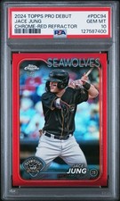 2024 Topps Pro Debut #PDC94 Jace Jung Chrome-Red Mini Diamond Ref PSA 10 GEM