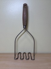 Wood Handle Potato Masher Vintage Kitchen Tool Farmhouse Red Handle