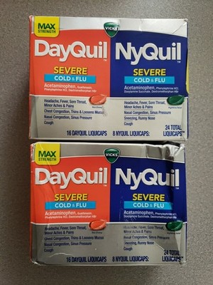 MAX Vicks DayQuil NyQuil Severe Cold & Flu - 48 CT Total Liquicaps - EXP 09/2026