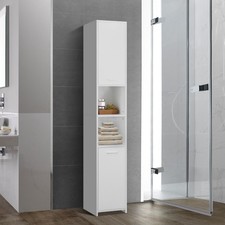 Meuble haute salle de bain colonne étroite de rangement blanc MDF 30x190x30 cm