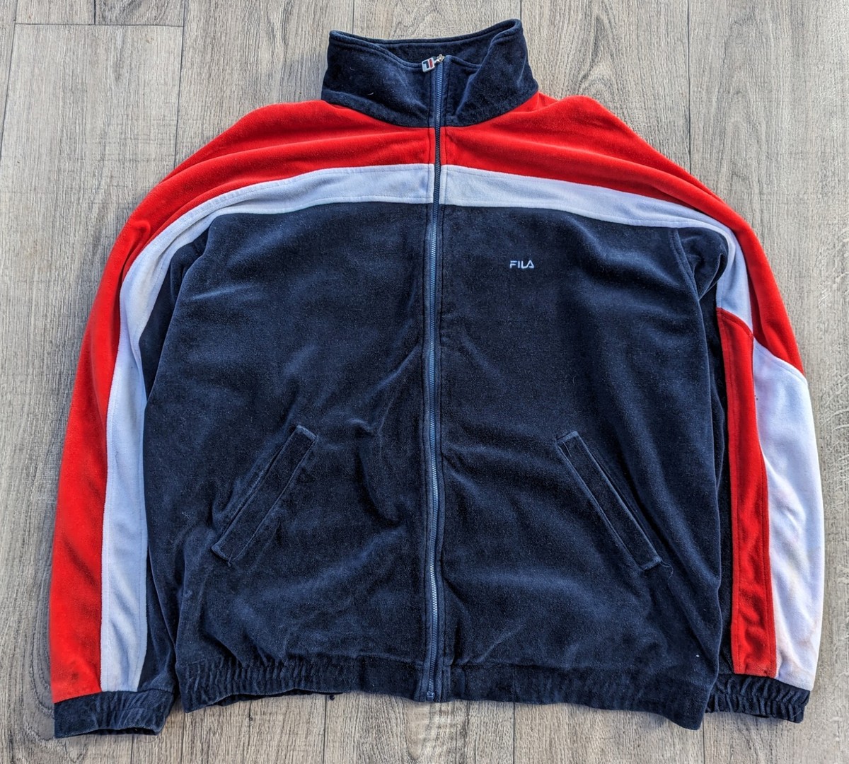 Vintage 80s FILA Made in Italy Distressed Worn Velour Track Vintage 80s FILA Made in Italy Distressed Worn Velour Track