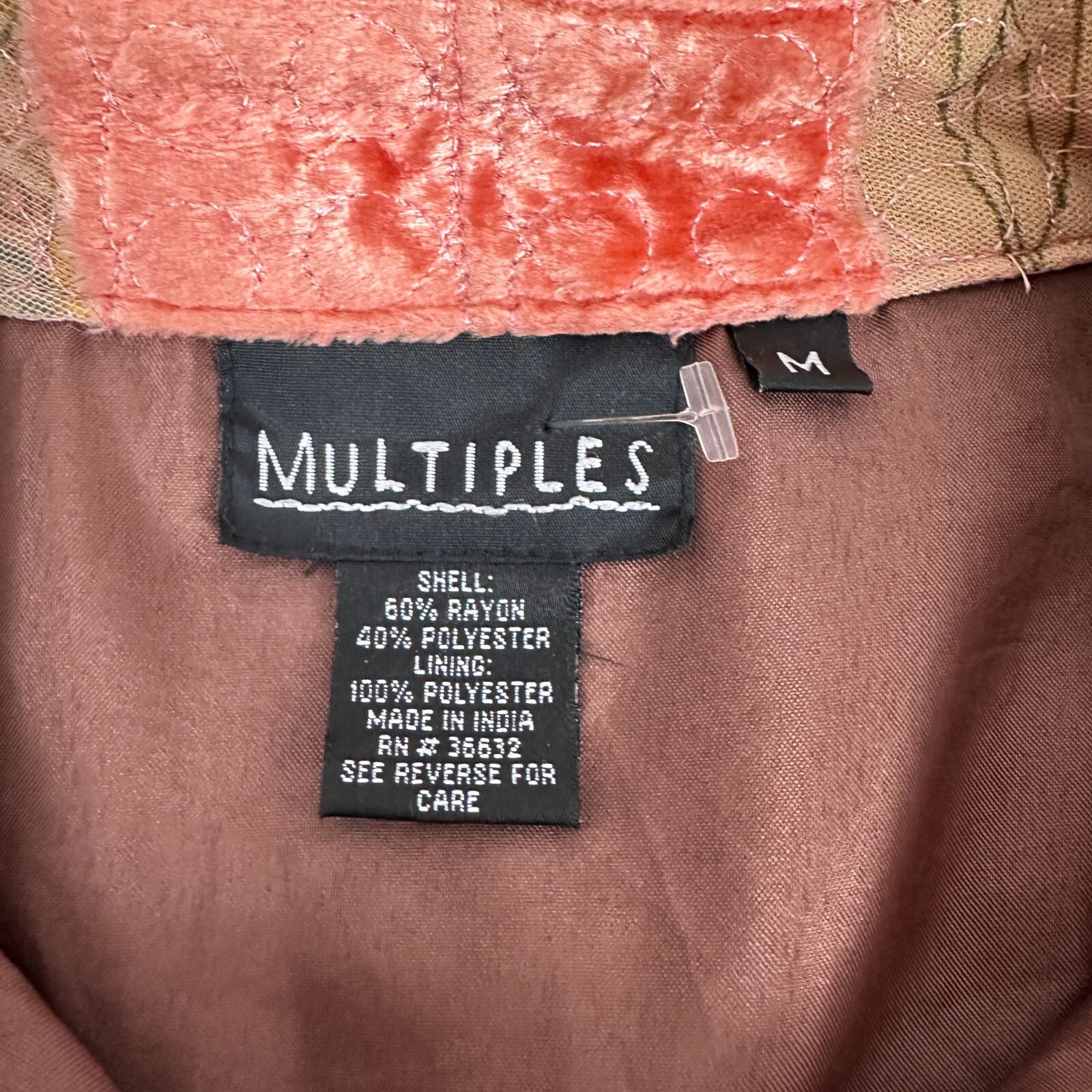 Multiples Womens Patchwork Button-Up Jacket M Ray… - image 4