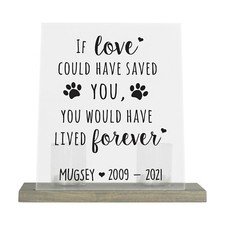 Custom Pet Memorial Acrylic Signs w/ Wood Base  Candle Holder - If Love Could