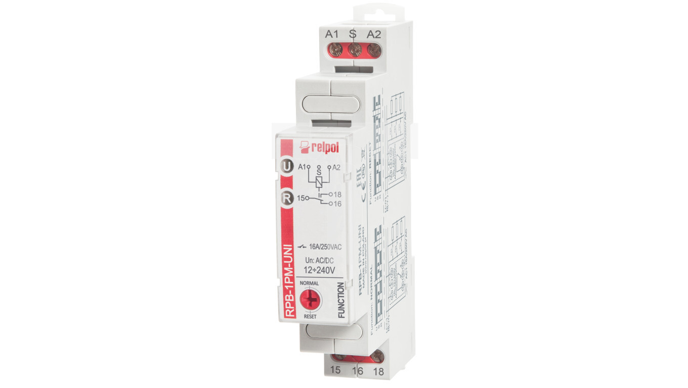 Bistable relay with memory 1P 16A 12...240V AC/DC RPB-1PM-UNI 864391 /T2UK