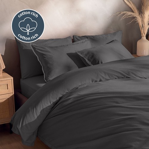 Silentnight Washed Cotton Rich Duvet Cover Set Pillowcase Soft Bedding Easy Care - Picture 3 of 36