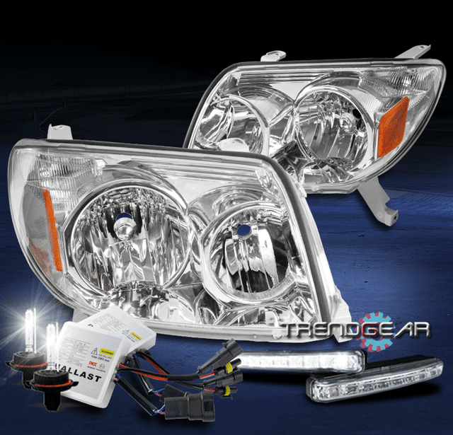 FOR 20032005 TOYOTA 4RUNNER 4 RUNNER CHROME CRYSTAL HEADLIGHT W/DRL LED+6K HID eBay
