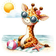 Wall decal sticker summer, beach and animal wall sticker 18 x 18 cm large