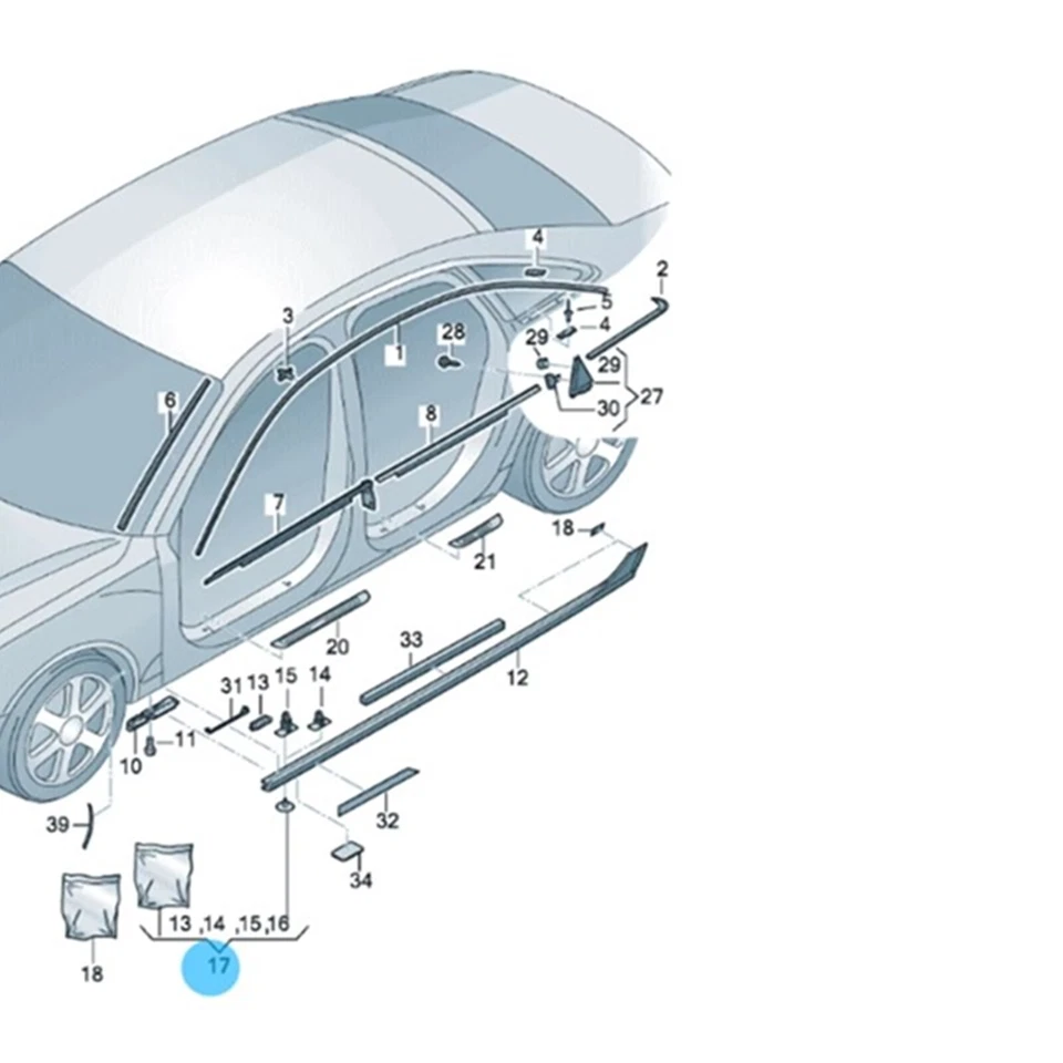OE Side Skirt Attachment Parts Clips Repair Set for Audi A6 Allroad C7 2016-2018 - Image 3 of 4