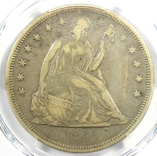 1860-O Seated Liberty Silver Dollar $1 Coin - Certified PCGS VF Detail - Rare
