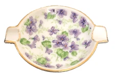 Ashtray Covered in Violets, Gold Trim and All, Unbranded