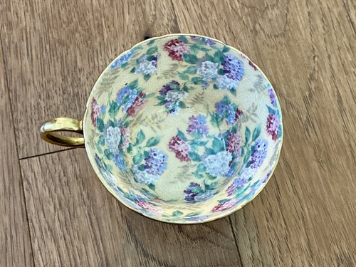 Shelley Matte Black Summer Glory Teacup And Saucer - Picture 12 of 17