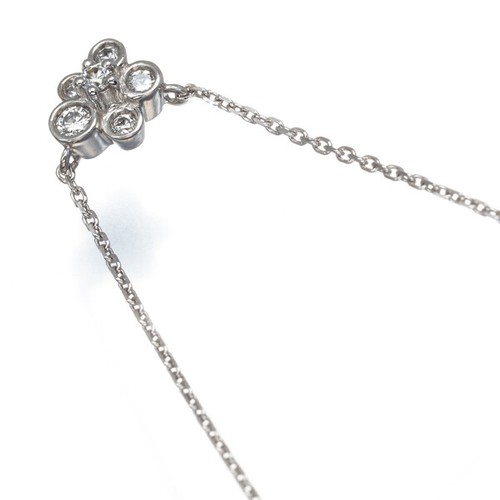 Auth Ponte Vecchio Necklace Diamond 0.11ct Flower 18K 750 White Gold - Picture 2 of 4