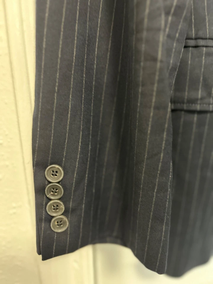 J Crew Cambridge Jacket slim dark blue chalk stripe 3 button blazer coat 44R - Image 3 of 4