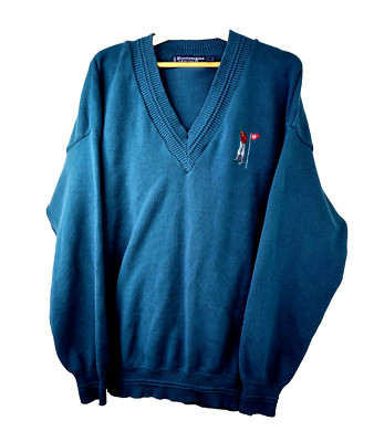 Vtg Bernette Scottish Isle Sweater Mens 2XLT Big Tall Green Golf Player made USA