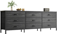 63 Inch Dresser for Bedroom, Dresser for Closet with 9 Drawers, Large TV Stand f