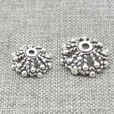 6 Sterling Silver Bead Caps for Bracelet Hollow Spacer 10mm 12mm