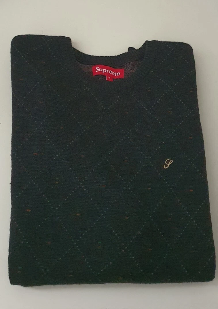 Pull pull en laine mérinos Supreme noir col rond moyen vintage Made In Korea