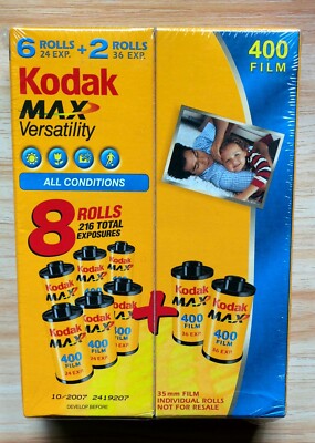 NISB 8 Rolls 216 Exposures Kodak Max 35MM 400 Film Expired 10/2007 FREE SHIPPING