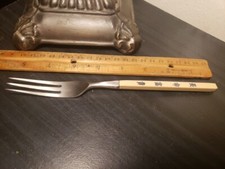 Set of 6 Vintage Acrylic Resin Handle Stainless Steel Dinner Forks in Box — listing 2