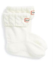 Hunter 263083 Girls White 6 Stitch Cable Boot Sock Size Medium