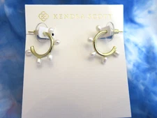 Kendra Scott Authentic LEIGHTON PEARL HUGGIE FRESHWATER PEARLS EARRINGS NWT