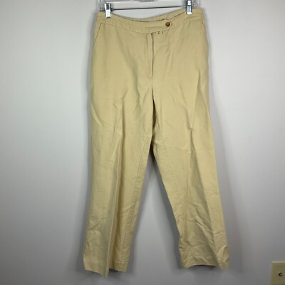 Vintage ORVIS Women Pants Size Tan Cotton Linen Blend Pockets 90's