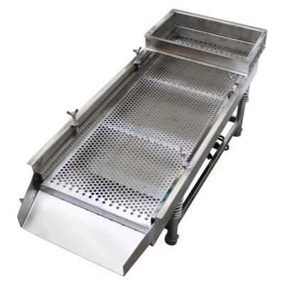 110V Full Stainless Steel 8mm Round Hole Linear Vibrating Screen Single Layer